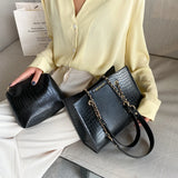 2 PC Set Leather Totes Bags Large Shoulder Bag Chain Crossbody Packs