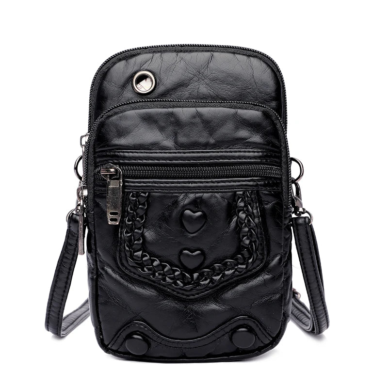 Vintage Crossbody Bag High Casual Shoulder Bags Multi-layer Soft