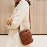 Women Bag High Casual Shoulder Bags Vintage Crossbody Bag Multi-layer Soft