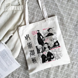 Jujutsu Kaisen Canvas Women Shoulder Bag Anime Ins Harajuku Vintage Shopper
