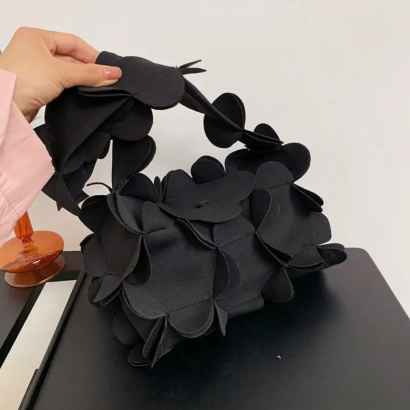 Vintage Bucket Sweet Shoulder Bag with 3D Flower Design
