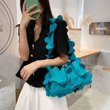 Vintage Bucket Sweet Shoulder Bag with 3D Flower Design