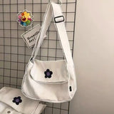 Canvas Bucket Bag Soft Zipper Crossbody Girls Handbag
