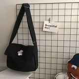 Canvas Bucket Bag Soft Zipper Crossbody Girls Handbag