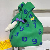 Women Bag Cotton Fabric Bucket Letter Solid Shoulder Bag