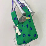 Women Bag Cotton Fabric Bucket Letter Solid Shoulder Bag