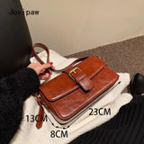Soft PU Leather Crossbody Bag Vintage Casual Female Solid Hasp Shoulder Bag