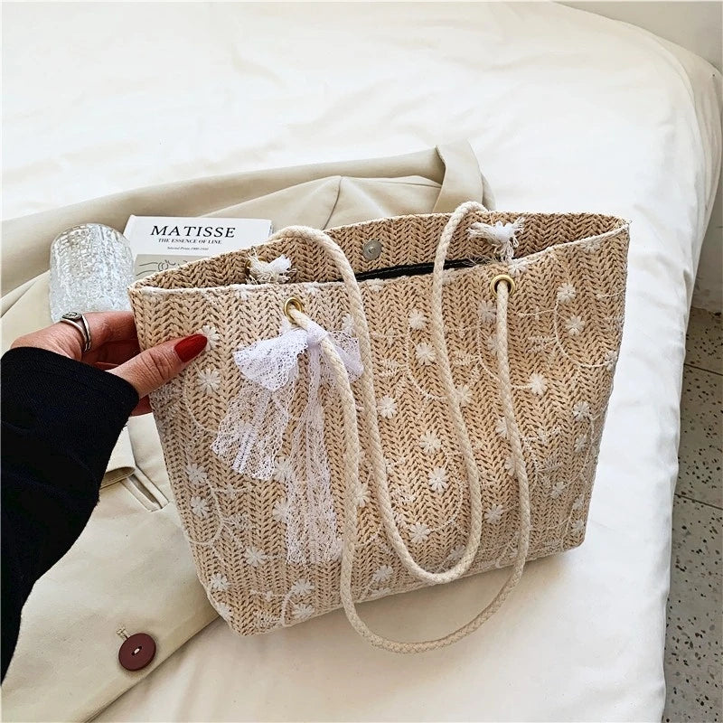 Women Bag Lace Fairy Bags Shoulder Bags Woven Bucket Bags