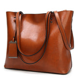Large Bucket Bag Casual Shoulder Tote PU Leather Handbag