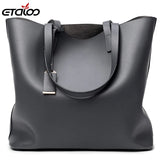 Large Bucket Bag Casual Shoulder Tote PU Leather Handbag