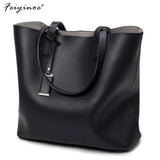 Large Bucket Bag Casual Shoulder Tote PU Leather Handbag