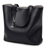 Large Bucket Bag Casual Shoulder Tote PU Leather Handbag