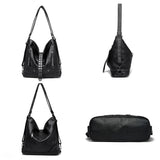 Large Capacity Rivet Leather Crossbody Bag Ladies Tote 3 In 1 Women Backpack