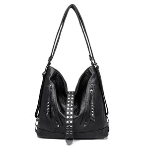Large Capacity Rivet Leather Crossbody Bag Ladies Tote 3 In 1 Women Backpack
