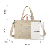 Women Corduroy Tote Bag Large Capacity Shoulder Handbag