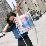 Laser Reflective Women's Shoulder Bag Transparent Beach Satchel