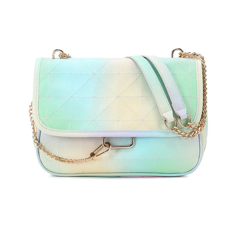 Colourful Leather Chain Crossbody Bag Classic Flap Quilting Women Shoulder Bags