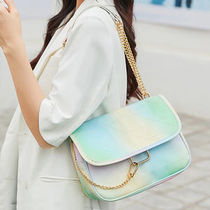 Colourful Leather Chain Crossbody Bag Classic Flap Quilting Women Shoulder Bags