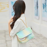 Colourful Leather Chain Crossbody Bag Classic Flap Quilting Women Shoulder Bags