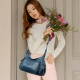 Vintage PU Leather Messenger Bag for Women Soft Hobo Crossbody Shoulder Bag