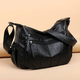 Vintage PU Leather Messenger Bag for Women Soft Hobo Crossbody Shoulder Bag