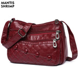 Middle-aged Women's PU Leather Messenger Bag Vintage Hobos Shoulder Crossbody