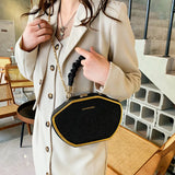 Women Bag Retro Chain Shoulder Crossbody Personality Solid PU Handbag