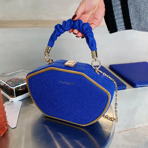 Women Bag Retro Chain Shoulder Crossbody Personality Solid PU Handbag