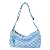 Checkered Ladies Shoulder Bag Large Capacity Casual Style
