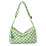 Checkered Ladies Shoulder Bag Large Capacity Casual Style