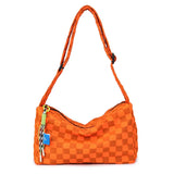Checkered Ladies Shoulder Bag Large Capacity Casual Style