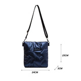 Women Winter Cross Body Shoulder Bag Cotton Padded Solid Messenger Bags