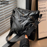 Women Winter Cross Body Shoulder Bag Cotton Padded Solid Messenger Bags