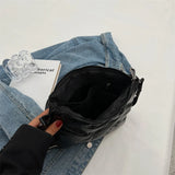 Women Winter Cross Body Shoulder Bag Cotton Padded Solid Messenger Bags