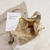 Bear Pendant Handbag Space Pad Cotton Down Tote Female