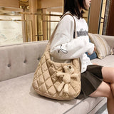 Bear Pendant Handbag Space Pad Cotton Down Tote Female