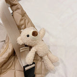Bear Pendant Handbag Space Pad Cotton Down Tote Female