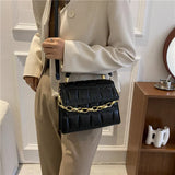 Women Chain Crossbody Bag PU Leather Messenger Clutch Bag