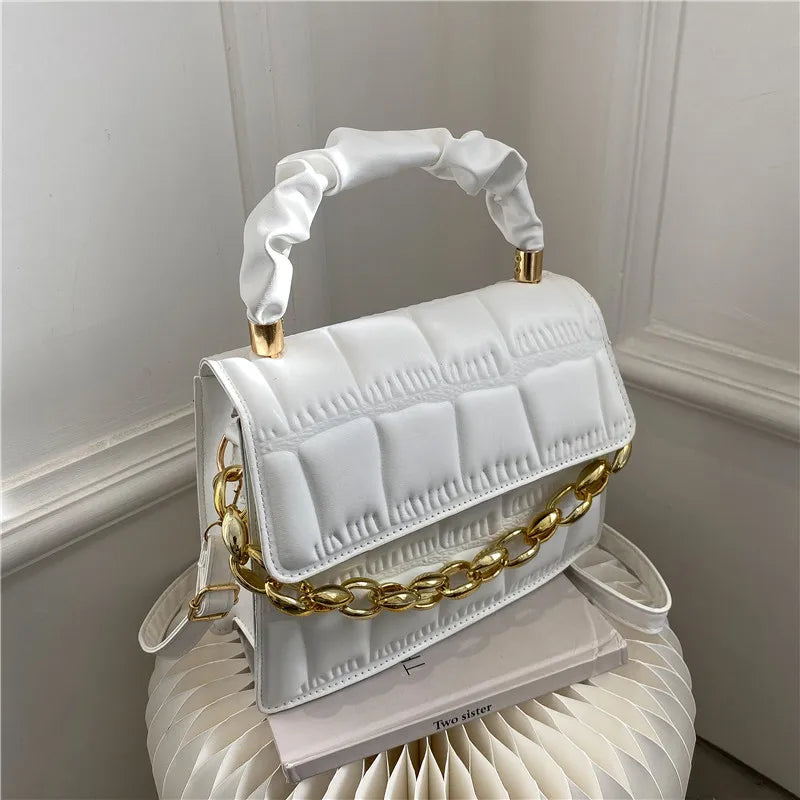 Women Chain Crossbody Bag PU Leather Messenger Clutch Bag