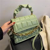 Women Chain Crossbody Bag PU Leather Messenger Clutch Bag