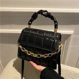 Women Chain Crossbody Bag PU Leather Messenger Clutch Bag