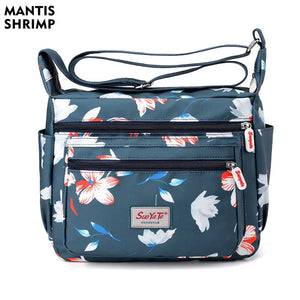 Nylon Women Shoulder Bag Floral Pattern Messenger Bag Casual Travel Pack