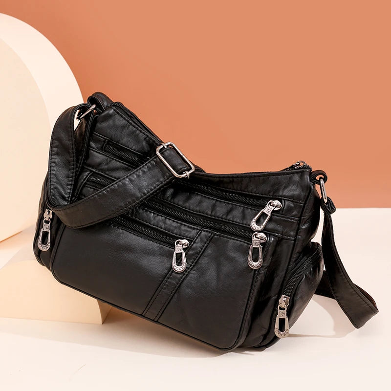 Women Middle-aged Mother Bag Multi-pocket Vintage Shoulder Handbag