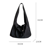 Nylon Bucket Bag Soft Shoulder Tote Solid Zipper Purses Handbags
