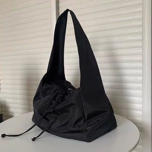 Nylon Bucket Shoulder Bag Soft Tote Handbag