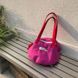 Women Nylon Bucket Shoulder Bag Purses Handbags Red Tote Bag
