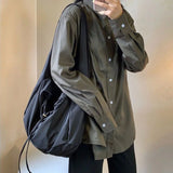 Nylon Bucket Shoulder Bag Soft Tote Handbag
