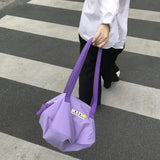 Women Nylon Bucket Shoulder Bag Purses Handbags Red Tote Bag