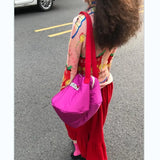 Women Nylon Bucket Shoulder Bag Purses Handbags Red Tote Bag