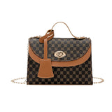 Women Bag Print Leather Round Lock Small Square Cross Body Bag